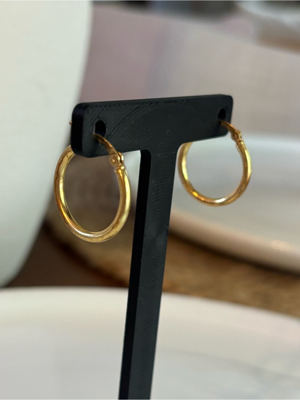 925 Sterling Silver Gold Vermeil Hoop Earrings 0.75" Classic Polished Sleeper